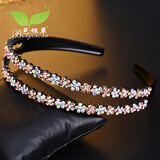 芭根草发箍韩国简约镶钻仿水晶发卡双层齿头箍防滑女士发夹洗脸头饰发饰 香槟色