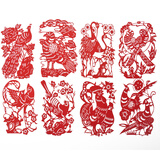 燕云州蔚县手工剪纸窗花中国风特色礼品礼物生肖剪纸成品工艺品作品 红色花鸟系列