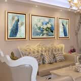 心泊（SIMPLE S） 客厅装饰画欧式美式复古沙发背景墙挂画玄关走廊三联孔雀壁画 C款-欧式典雅金框 两侧63x80-中间110x80