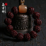 晶宇祥尼泊尔五六瓣金刚菩提子红皮机刷玉化包浆佛珠文玩男手串女手链 6瓣+牛角20mm