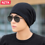 NZTK帽子男士秋冬户外加绒保暖套头帽韩版针织帽两用纯色宽松包头帽子 黑色（加绒）