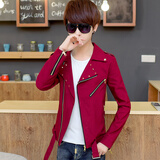 青少年韩版夹克男外衣潮牌褂子中学生非主流男装衣服男生春秋季外套个性帅气上衣 510红色 XL