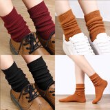 纽菲奥纳 堆堆袜女中长款秋冬中筒袜子女厚款棉袜子 学院风女士日韩系长筒袜子3双装 酒红+复古黄+黑色 女士