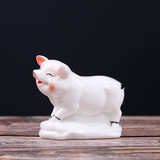 fw创意陶瓷工艺品12十二生肖摆件动物属相客厅房间玄关桌面摆设瓷器小号羊家居装饰工艺品 白瓷彩绘猪小号