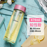 希诺（HEENOOR）单层玻璃杯女士便携水杯耐热花茶杯可爱透明杯 知性粉470ml