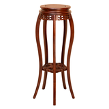 衡工花架实木客厅鱼缸底座圆形花盆架榆木落地盆景架绿萝装饰架 栗子红色30*30*80cm