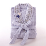 金号A类纯棉浴衣/浴袍/家居服 全棉料系带式柔软吸水亲肤秋冬男女款式 蓝色7901 男士体重70-80kg