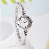 聚利时（Julius）时尚迷你小巧表盘精致镶水钻手链女表轻奢气质OL女士防水石英腕表 A银色