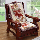 花语缤纷 加厚防滑沙发坐垫 红木实木沙发垫 长椅垫可拆洗带靠背 荷塘月色紫 55*45*高度60(高密度海绵)