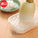 日本进口厨房磨泥器蔬菜碾磨器水果泥研磨器儿童辅食磨泥盘家用姜蒜磨泥板土豆磨蓉器胡萝卜磨碎器磨苹果泥器 透明