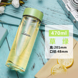 希诺（HEENOOR）单层玻璃杯女士便携水杯耐热花茶杯可爱透明杯 清新绿470ml