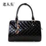老人头LAORENTOU休闲女士牛皮手提包JD1002960ZY65L1A黑色
