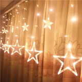 鸿迪LED星星灯灯笼彩灯串灯带新年装饰元宵节布置龙年闪灯串灯装饰灯 暖白
