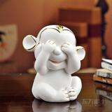 东方泥土【破损补发】十二生肖陶瓷摆件创意可爱家居客厅装饰卡通小礼品工艺品摆设吉祥物/三不猴 B款不看