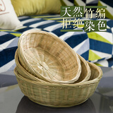 心头肉竹筐竹匾竹筛子竹制品有孔 家用圆簸箕 手工水果竹编制品 小号三件套22+25+027厘米