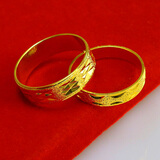 千影珠宝 黄色金戒指男士女款食指环情侣对戒 学生小号戒子镀金仿真砂金首饰送礼物尾戒子圈戒 单个价 港码14-15号