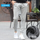 古星（GUXING）春秋运动裤子透气男士休闲小脚卫裤跑步拉链口袋束脚运动长裤男潮 加绒麻灰 M/170
