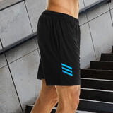 力为 运动短裤男 夏季 宽松透气吸汗 跑步训练健身裤 潮流休闲舒适沙滩五分裤 G57009黑/蓝 L