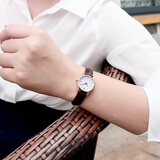 依伦（EREN）女士手表时尚石英女表小表盘超薄皮带女式款学生手表女生韩版防水腕表 358596棕皮带玫瑰金白面