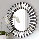 释梦园 装饰镜 欧式玄关镜墙面客厅壁挂镜子圆形悬挂装饰镜现代简约创意镜面家具 M1282 银色 80*80CM