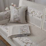 溪秀映像 美式棉麻仿亚麻沙发垫四季通用布艺沙发巾靠背巾扶手巾简约现代 卡其灰 90*210cm