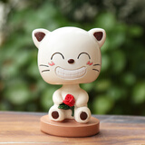 陌龙（Molong）亲亲猫创意车内摇头弹簧摆件装饰品卡通车饰车载车上用品玫瑰猫