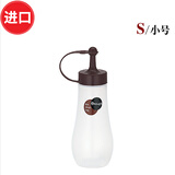 日本进口挤压油壶尖嘴油瓶塑料调味壶防漏密封控油壶厨房长嘴分装油壶醋壶酱油壶料酒壶麻油香油壶 小号棕色/带帽款