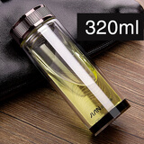 富光玻璃杯男双层水晶厚底高硼高透明水杯子 X006直杯 320ml
