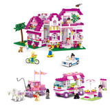 小鲁班拼装高能拼插积木阳光别墅儿童女孩启蒙公主玩具模型国庆中秋礼物 阳光别墅+皇家马车+快餐车