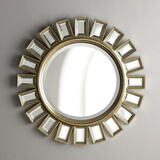 释梦园 镜子壁饰 玄关镜 装饰镜 浴室镜 欧式墙面壁饰镜壁挂玄关镜子M0951 香槟银 86*86CM