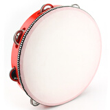 乐林源奥尔夫打击乐器卡通铃鼓手拍鼓儿童乐器仿羊皮手鼓幼儿园音乐拍鼓 10寸直径25cm（红色）