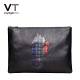 voyagetime法国voyagetime手拿包 海马图案信封包男士时尚钱包手机袋卡包 黑色