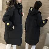 丹珠娜棉服女装冬装原宿棉袄子2024新款韩版学生宽松bf加厚棉衣女中长款 黑色 M