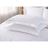 卡玛奴宾馆酒店旅馆床上用品白色全棉枕套枕芯套加密緞条纯棉枕头套单件 纯棉缎条 60支 55*85cm