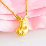 佩川 越南沙金天鹅项链女时尚百搭新娘镀金项链花生欧币金饰品送女友礼物 梅花鹿项链