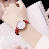 依伦（EREN）女士手表时尚石英女表小表盘超薄皮带女式款学生手表女生韩版防水腕表 358566玫瑰金红带白面