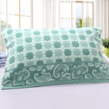 棉沅 棉枕巾加厚加大一对装卡通田园情侣蓝色粉色红 十字绿色一对 75cm*50cm