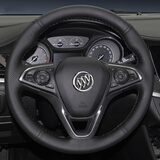 奥迈尔 别克真皮手缝向盘套 英朗 昂科威 君威 威朗 君越 GL8/GL6翻毛皮磨砂汽车把套 黑皮黑线两侧打孔