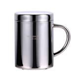 儿童304不锈钢口杯喝水杯子双层防烫带手柄幼儿园学生饮水杯茶杯咖啡杯 210ML【带盖】