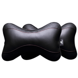 Circle Cool 牛皮汽车头枕护颈枕 车上抱枕座椅靠枕腰靠垫小车用头层牛皮枕头 牛皮颈枕 黑皮红线 2个