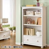 宜美森林实木书柜书橱现代儿童落地书架家用储物柜杂物柜收纳柜飘窗柜白色 1.3米三层一抽80cm宽