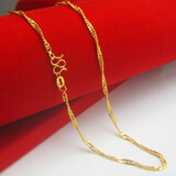 千影珠宝金项链男女款细款锁骨链水波纹链子女款仿金粗水波链结婚首饰品送礼送朋友高仿真首饰 细款单水波约43厘米0.13防伪品牌标签标价560