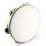 乐林源奥尔夫打击乐器卡通铃鼓手拍鼓儿童乐器仿羊皮手鼓幼儿园音乐拍鼓 8寸直径20cm（原木色）