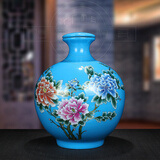 信德恒 石榴瓶景德镇陶瓷酒瓶酒坛酒缸酒罐青花白酒密封罐酒壶酒具球瓶 5斤蓝色牡丹平盖