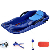 梦必真加厚滑雪板滑草板滑沙板带刹车单板 双人成人儿童雪橇车雪爬犁冬季滑雪用具春季旅游产品 蓝色带赠品