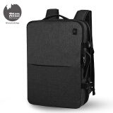 caifashcn17.3-18英寸笔记本电脑背包可扩容出差旅行包大容量可登机双肩包 黑灰（17.3英寸44*33*5cm可装）