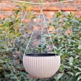 曼杉园（manshanyuan） 藤编吊兰盆 吊兰绿萝垂吊植物花盆 阳台庭院 吊篮盆 藤编吊篮盆(卡其色) 小