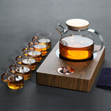 三界（SANJIE）电陶炉茶炉煮茶器观山电热茶炉茶壶煮茶具蒸茶器玻璃煮茶壶烧茶器 观山电陶炉+玻璃壶1L+6黄把杯+茶巾