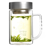 富光双层玻璃办公杯高硼硅耐热大容量牛饮水杯 过滤网茶杯便携带盖大号杯子 700B-520ml(有过滤网 颜色随机)