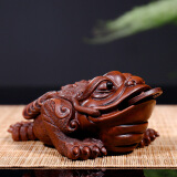 古悦堂宜兴紫砂茶宠小号雕塑创意蛤蟆茶玩摆件仿旧三足金蟾 仿旧款